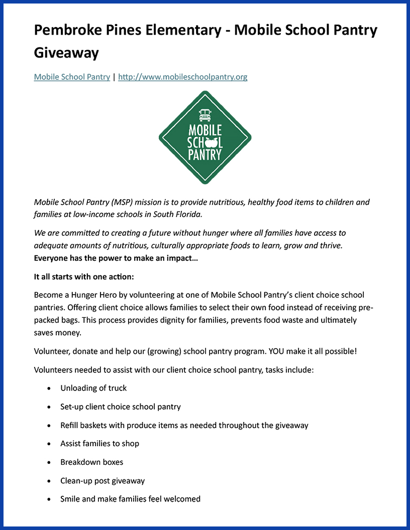 Mobile School Pantry Giveaway